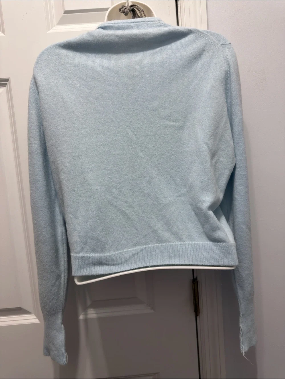 Pastel Blue Embroidered Pearl-Button Cardigan size small